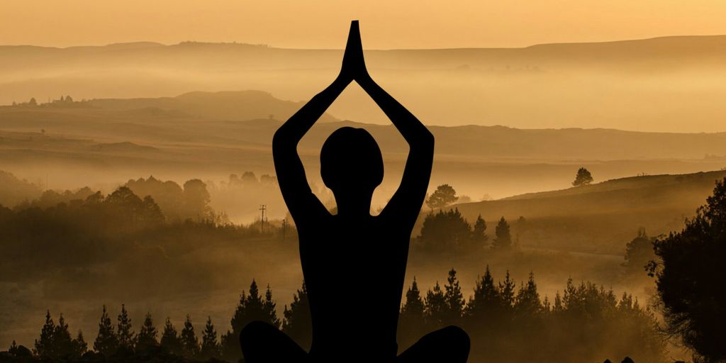 person meditating in a peaceful park